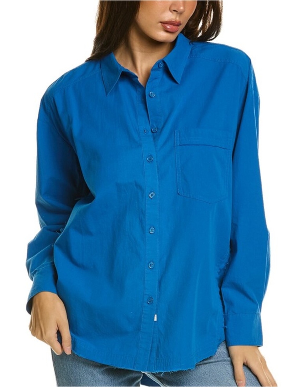 Vintage Havana Blue Relaxed Button-Up Blouse